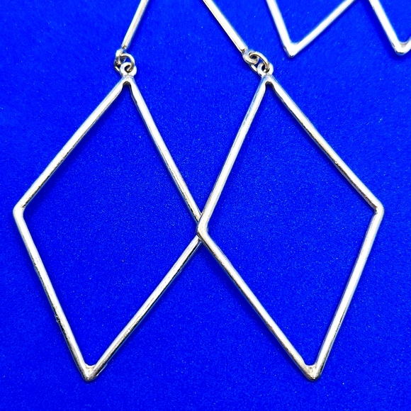 Silver Triangle Drop Earrings - Picture 3 of 6